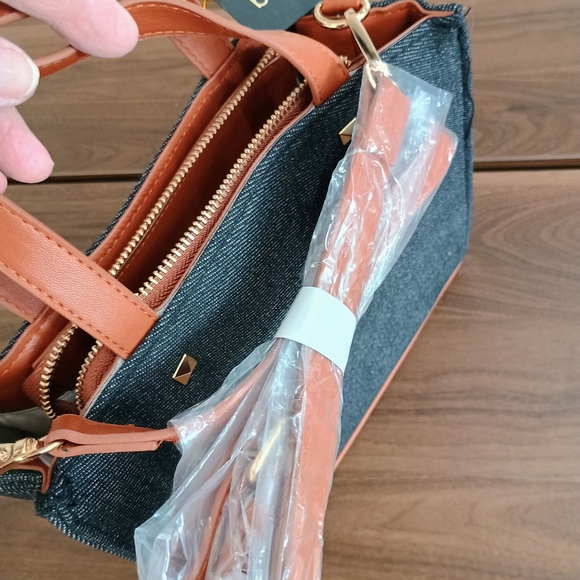 bebe Dark Denim and Tan Mini Bag - Picture 4 of 7